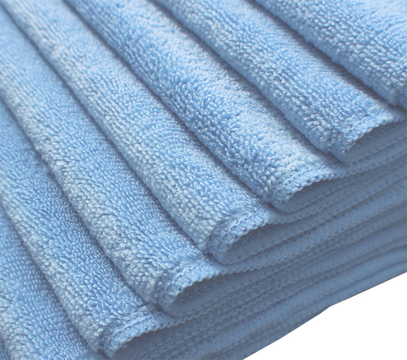 DOZEN BLUE 12" x 12" (200 GSM) 80/20 TERRY Microfiber Cleaning Cloths
